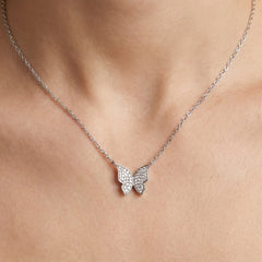 Collar Mariposa con Micro Circonias Plata .925 con Rodio