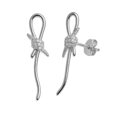 Arete Inspirado Tiff Nudo con circonias Plata .925 con Rodio