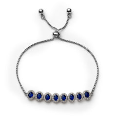 Pulsera Ajustable con Circonias y Micro Circonias Plata .925 con Rodio