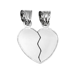 Dije Duo Corazón Partido Liso Plata .925
