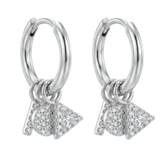 Huggies con Dijes y Micro Circonias Plata .925 con Rodio