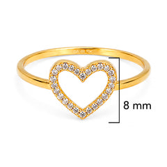 Anillo Silueta de Corazon con Micro Circonias Oro 10K