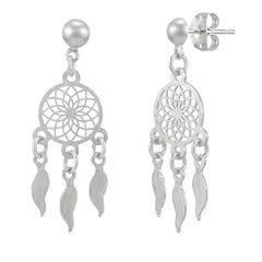 Arete Mediano Atrapa Sueños Calado Hecho a Mano Plata .925