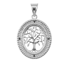 Dije Ovalado con Circonias de Árbol de la Vida Plata .925