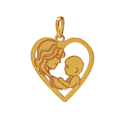 Dije Corazon Mamá con Bebé Oro 14K