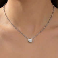 Collar Circonia de .5mm con Cadena Eslabones Plata .925 con Baño de Rodio