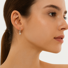 Huggies con Circonia Colgante y Micro Circonias con Rodio