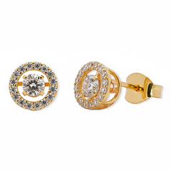 Arete Círculo con Micro Cironias y Circonia Movible Oro 10K