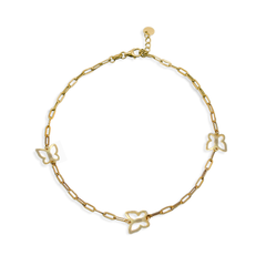 Tobillera Paper Clip con Mariposa Oro 10K
