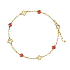 Pulsera Flor Inspirada Van C Agata Comprimida Oro 10K
