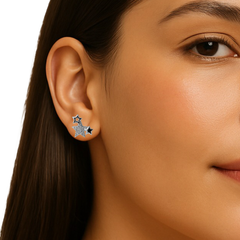 Broquel Estrella con Micro Circonias Plata .925 con Rodio