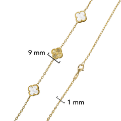 Collar 10 Flores Inspirado Van C Diamantado con Madre Perla Oro 10K