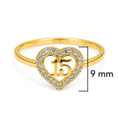 Anillo Corazon con Micro Circonias XV Oro 10K