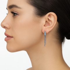 Arete Largo Bolitas con Circonias Plata .925