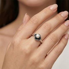 Anillo Marquesita Perla Natural Plata .925