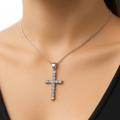 Dije de Cruz con Circonias Blancas Entrelazadas Plata .925 con Rodio