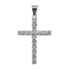 Dije de Cruz con Circonias Blancas Entrelazadas Plata .925 con Rodio
