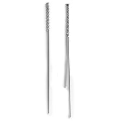 Arete Largo Estilo Violador con Tubitos Lisos Hecho a Mano Delgado Plata .925