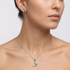 Juego Económico Delfin Liso con Circonia Plata .925