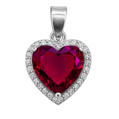Dije Corazón con Micro Circonias Fiusha de 1.9cm Plata .925