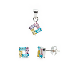 Juego Circonias Multicolor Plata .925