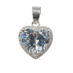 Dije Corazón con Micro Circonias de 1.9cm Plata .925