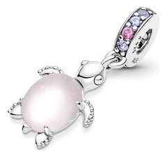 Charm Inspirado Pan 1:1 Tortuga de Mar Rosa Plata .925