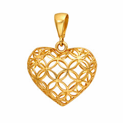 Dije Corazon Bombeado 1.8cm Calado Oro 14K