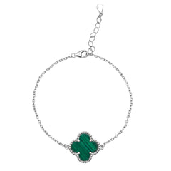 Pulsera Flor Inspirada Van C con Piedras Naturales Plata .925 con Rodio