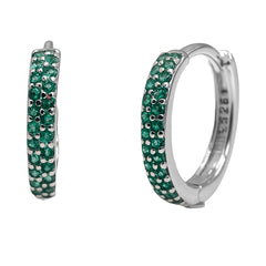 Huggies Linea de Micro Circonias Verdes .925 con Rodio