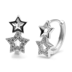 Huggies Doble Estrella Lisa y Micro Circonias Plata .925