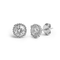 Broquel Circonia Circulo Montadura Tipo Diamante Plata .925