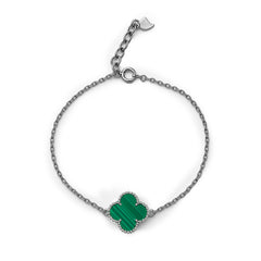 Pulsera Flor Inspirada Van C Piedras Naturales Plata .925 con Rodio