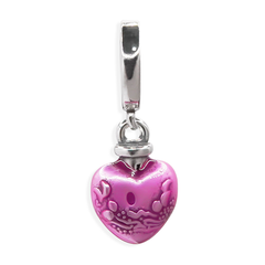 Charm Inspirado Pan 1:1 Corazón Rosa Bombeado Plata .925