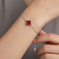 Pulsera Flor Inspirada Van C Piedras Naturales Plata .925 con Rodio