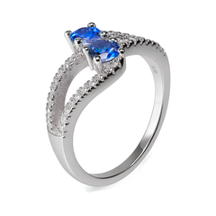 Anillo Doble Circonia con Multi Circonias Plata .925 con Rodio