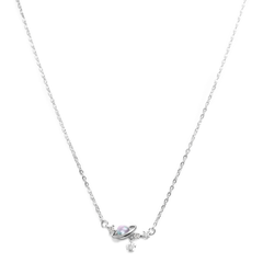 Collar Piedra Luna con Circonias Estrella Plata .925