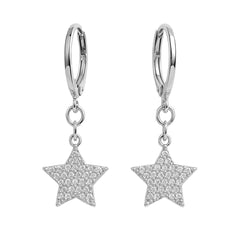 Arete Mediano Estrella Con Micro Circonias Plata .925