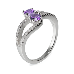 Anillo Doble Circonia con Multi Circonias Plata .925 con Rodio