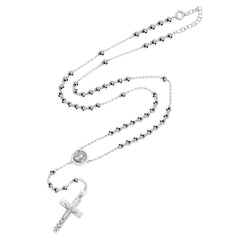 Rosario con Crucifijo Diamantado y Virgen de Guadalupe Plata .925
