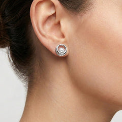 Broquel Doble Circulo con Circonia Plata .925 con Rodio