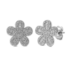 Broquel Flor con Circonias Plata .925 con Rodio