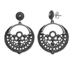 Arete Estilo Filigrana Terminado Oxidado Hecho a Mano Plata .925