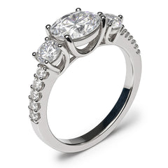 Anillo Tres Circonias y Micro Circonias Plata .925 con Rodio