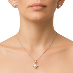 Juego Perla Natural con Bolitas Plata .925