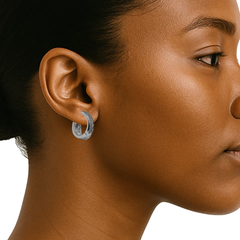 Huggies con Micro Circonias y Linea Calada Plata .925