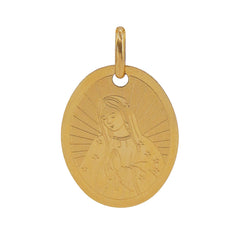 Dije Medalla Ovalada con la Virgen de Guadalupe Oro 14K