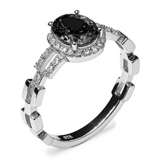 Anillo Solitario con Circonia y Micro Circonia Plata .925 con Rodio