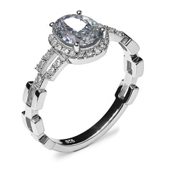 Anillo Solitario con Circonia y Micro Circonia Plata .925 con Rodio