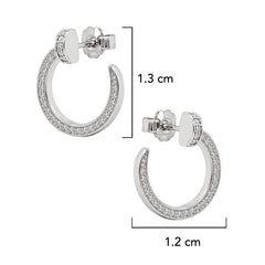 Arracada Inspirada Cartier 1:1 Clavo con Circonias Chico, Plata .925 con Baño de Rodio
